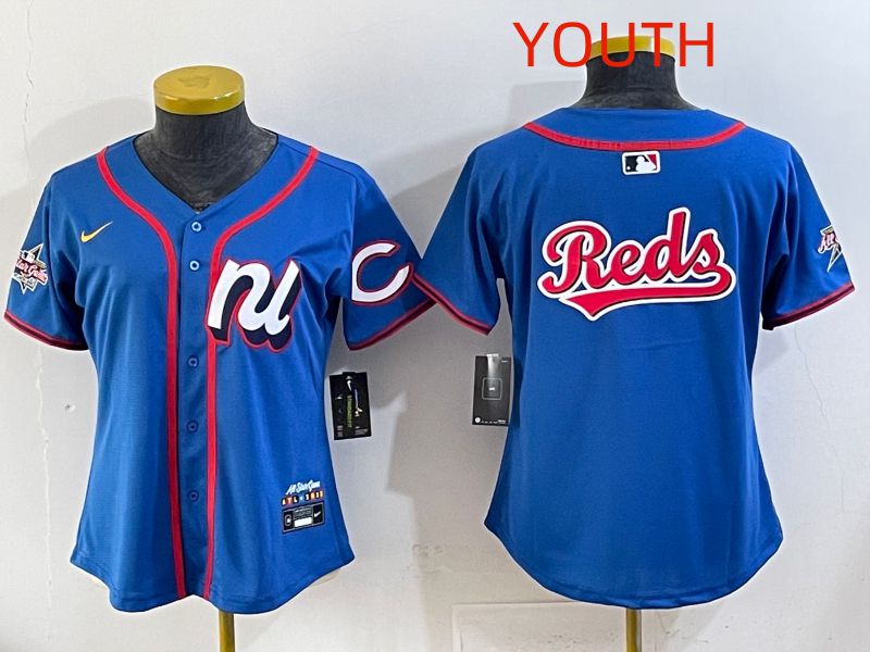 Youth 2025 Cincinnati Reds Blank Blue All star Nike MLB Jersey style 02->youth mlb jersey->Youth Jersey